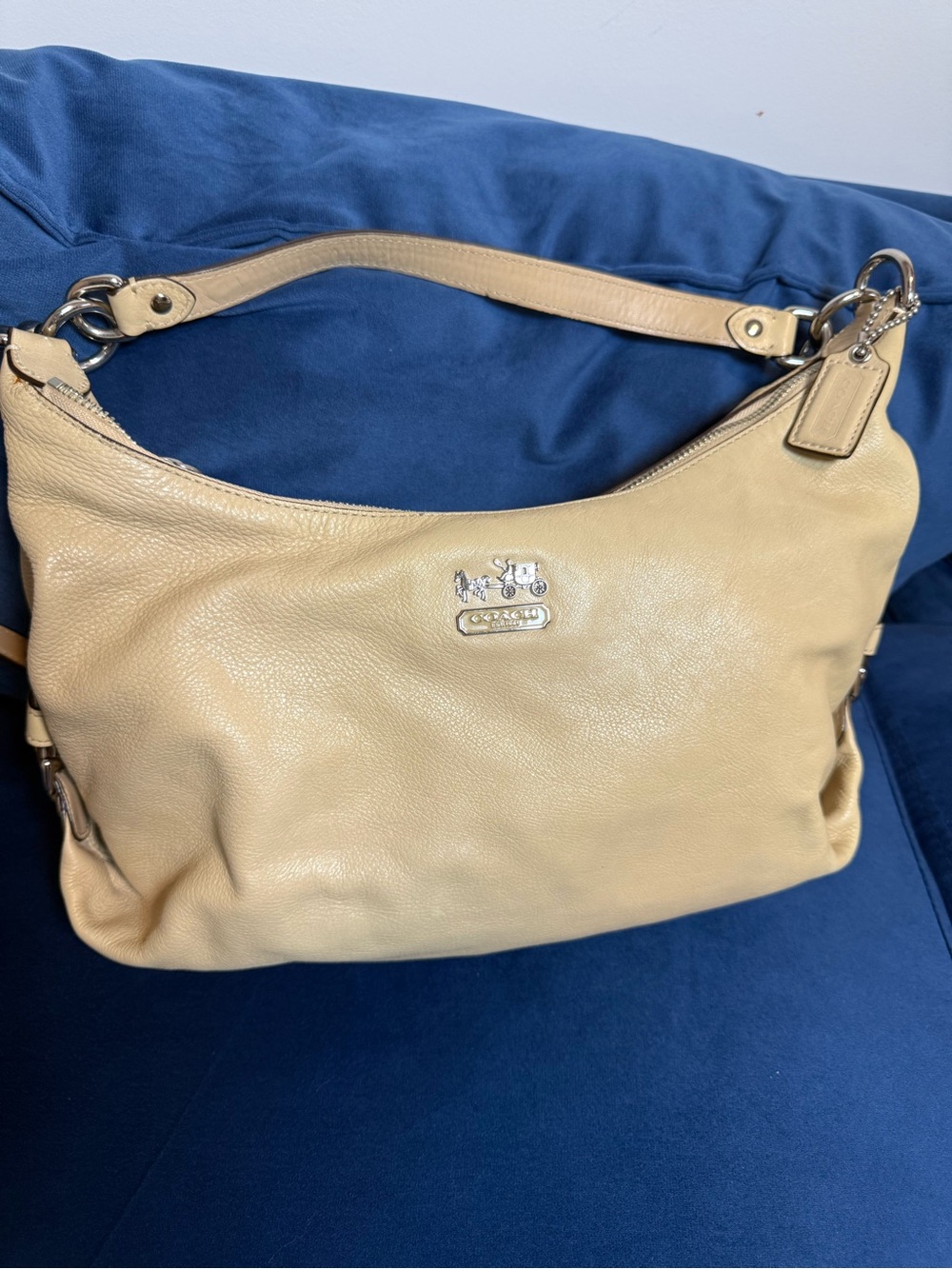 Coach Y2K Tan/Butter Yellow Leather Shoulder Hobo Bag from Madison Collection